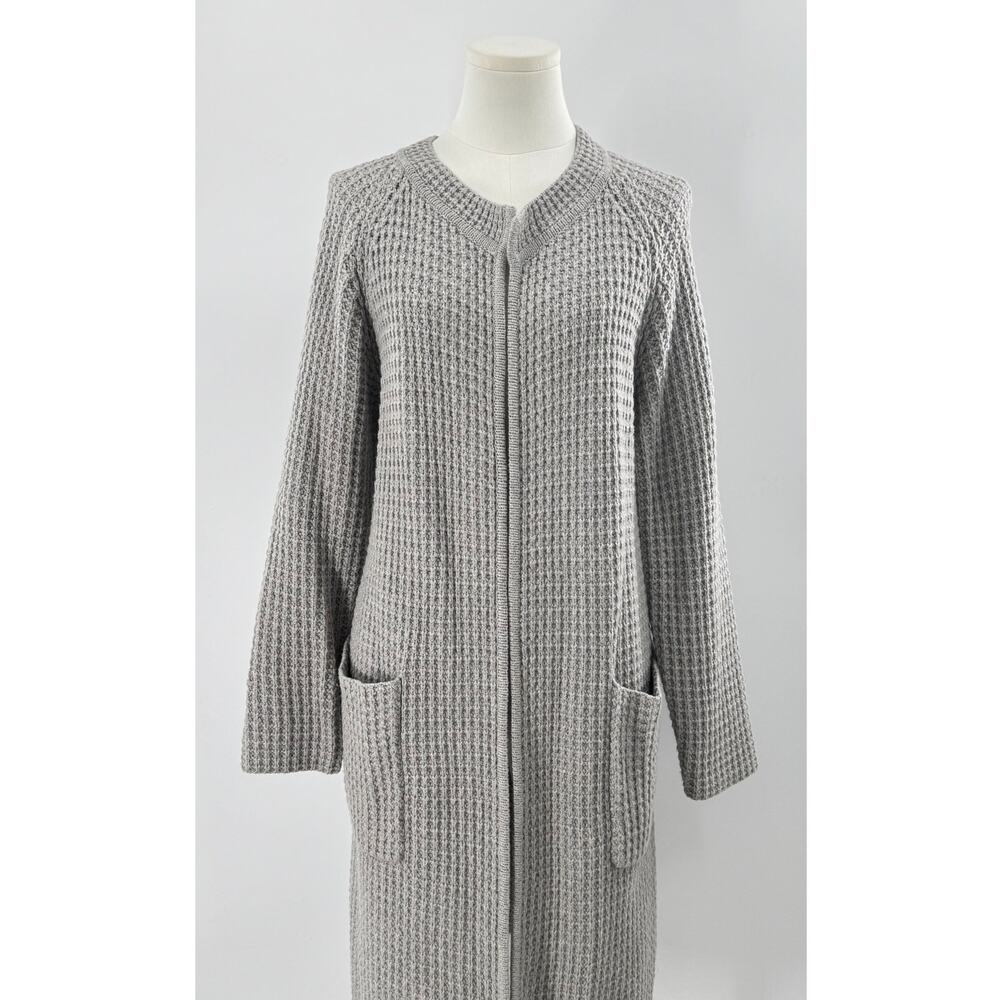 Madewell Gray Waffle Sweater Coat Knit Long Cardigan Cotton Sweater Duster  M